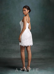 Azazie Bella Diamond White Sheath Tulle Dress diamond_white