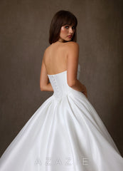 Azazie Theresa Diamond White A-Line Strapless Mikado Dress diamond_white