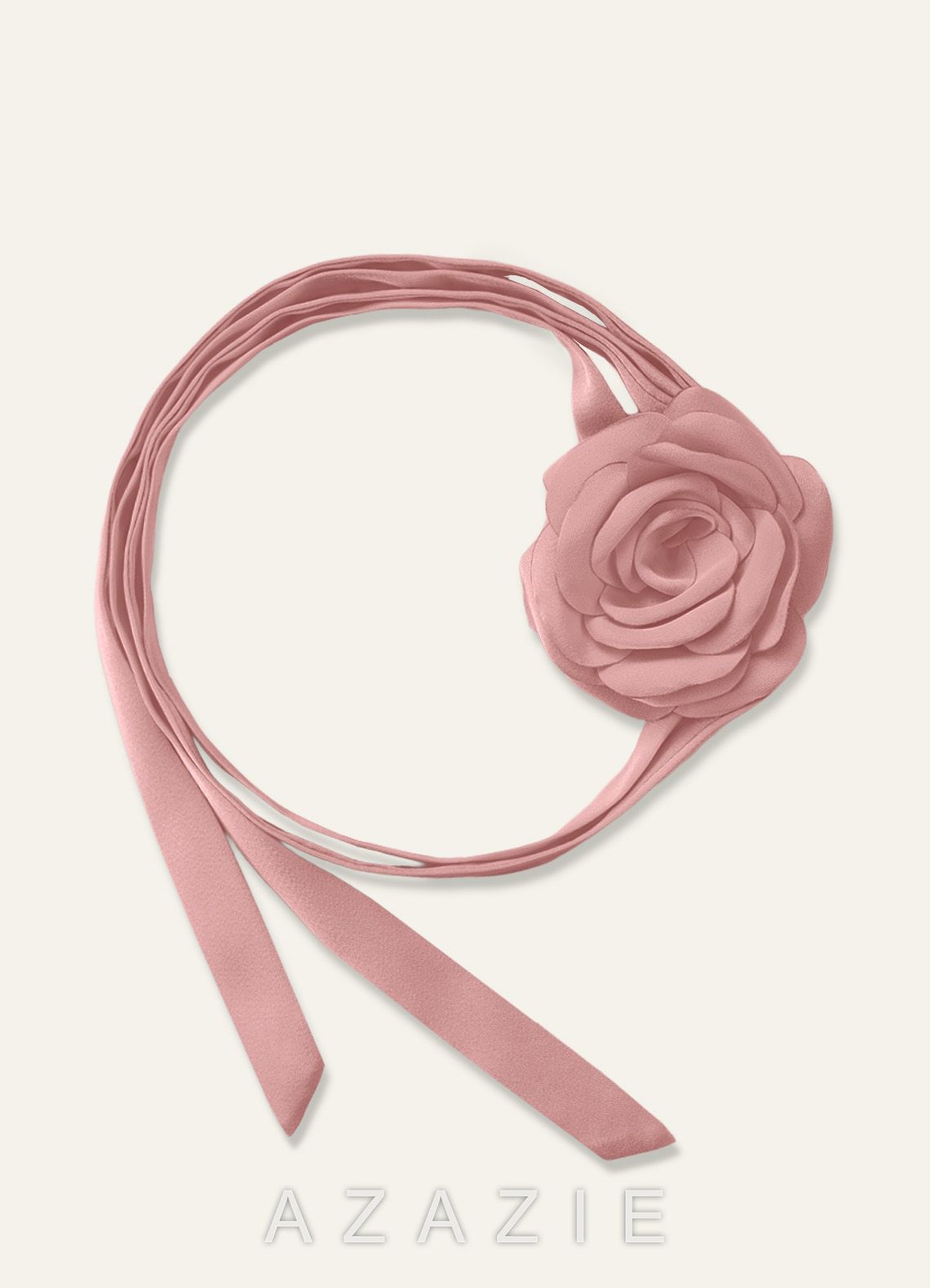 Matching Color Chiffon Rose Flower Rope Necklace