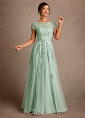 Azazie Jalinda Agave A-Line Lace Chiffon Dress agave