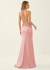 Prudentiana Haze Pink Satin Lace Summer Dress