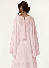 Azazie Matching Color Chiffon High Low Sheer Cape blushing_pink