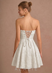 Genevieve White Jacquard Mini A-line Mini Dress