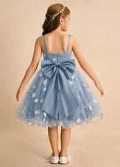 Azazie Junebug Dusty Blue Ball-Gown Spaghetti Strap Tulle Dress