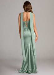Azazie Sorrel Agave Mermaid Strapless Stretch Satin Convertible Dress agave