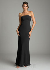 Azazie Saylor Black Mermaid Strapless Chiffon Dress black