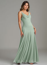 Azazie Dawn Agave Mermaid Pleated Chiffon Dress