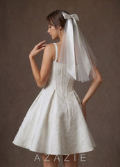 The Satin Bow Shoulder Veil diamond_white