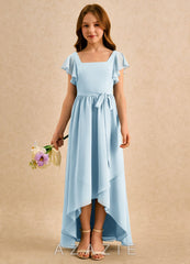 Azazie Milly Girls Formal Sky Blue A-Line Pleated Chiffon Dress sky_blue
