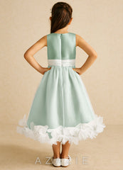 Azazie Stardust Agave A-Line Sleeveless Organza Dress agave
