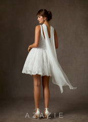 Azazie Dawn Diamond White A-Line Lace Dress