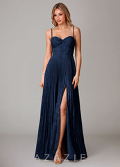 Azazie Akiko Dark Navy A-Line Sweetheart Neckline Floral Burnout Dress dark_navy