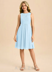Azazie Skyla Junior Sky Blue A-Line Pleated Chiffon Dress sky_blue