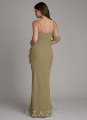 Azazie Yura Moss Green Mermaid Off the Shoulder Chiffon Dress moss_green