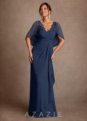 Azazie Santa Clara Dark Navy A-Line Lace Dress