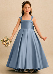 Azazie Genie Dusty Blue Ball-Gown Off the Shoulder Matte Satin Dress dusty_blue