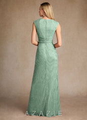 Azazie Salem Aquamarine A-Line Pleated Metallic Mesh Dress aquamarine