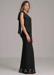 Azazie Capri Black A-Line One Shoulder Chiffon Dress black