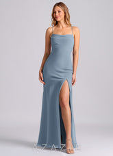 Azazie Grata Dusty Blue Mermaid Pleated Chiffon Dress