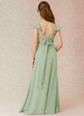 Azazie Everett Junior Dusty Sage A-Line Chiffon Dress