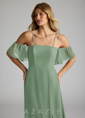 Azazie Sue Matcha A-Line Off the Shoulder Chiffon Convertible Dress matcha