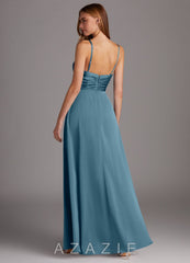 Azazie Jenna Bermuda A-Line Pleated Stretch Satin Dress bermuda