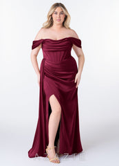 Azazie Amyra Burgundy Mermaid Off the Shoulder Stretch Satin Convertible Dress burgundy