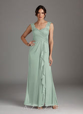Azazie Edelin Agave A-Line Sweetheart Neckline Pleated Mesh Dress