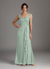 Azazie Edelin Agave A-Line Sweetheart Neckline Pleated Mesh Dress