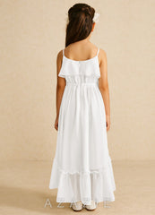 Azazie Karmen Ivory A-Line Ruched Chiffon Dress ivory