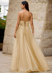 Brilliance Champagne Glitter Prom Dress