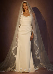 Timeless Floral Grace Lace Cathedral Veil ivory