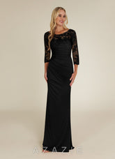 Azazie Alisondra Black Sheath Scoop Lace Lace Dress