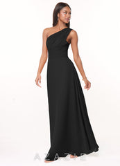 Azazie Ashley Black A-Line Ruched Chiffon Dress black