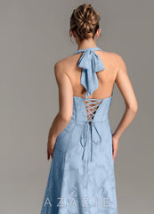 Azazie Nia Powder Blue A-Line Corset Floral Burnout Dress powder_blue