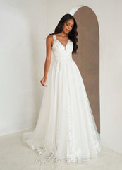 Azazie Glinda Wedding Dress Diamond White A-Line Sequins Matte Satin Dress