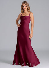 Azazie Seema Burgundy Mermaid Corset Stretch Satin Dress burgundy