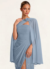 Azazie Matching Floral Rosette Clasp Chiffon Capelet dusty_blue