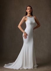 Azazie Naia Diamond White Mermaid Crepe Back Satin Dress diamond_white