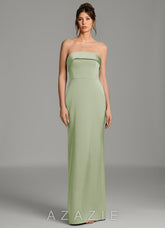 Azazie Phoenyx Dusty Sage Sheath Strapless Stretch Satin Dress