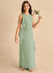 Azazie Manny Girls Formal Dusty Sage A-Line Pleated Chiffon Dress