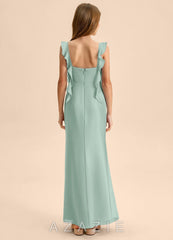 Azazie Jessamine Junior Agave Mermaid Sweetheart Neckline Chiffon Dress agave