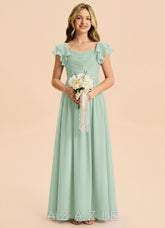 Azazie Anaya Junior Agave A-Line Sweetheart Neckline Chiffon Dress