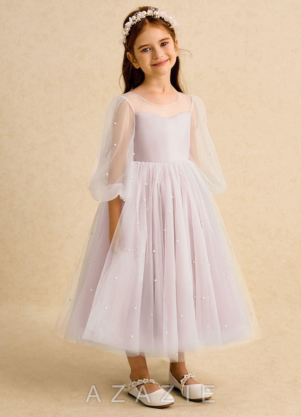 Azazie Trudy Blushing Pink Ball-Gown Sweetheart Neckline Tulle Dress