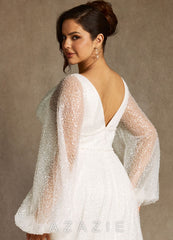 Azazie Gaia Wedding Dress Diamond White A-Line V-Neck Beading Dress diamond_white