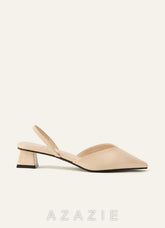 Pointed Toe Slingback Low Heels Sculptural Block Heel Comfortable Dress Shoes