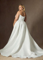 Azazie Katalina Diamond White Ball-Gown Strapless Satin Dress diamond_white