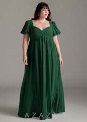 Azazie Madisynn Bow Chiffon Floor-Length Dress dark_green