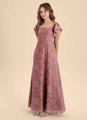 Azazie Bondi Junior Dusty Rose A-Line Bow Floral Burnout Dress dusty_rose