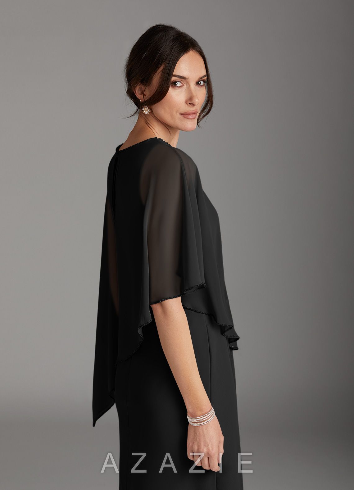 Azazie Sparrow Black Sheath Sequins Chiffon Dress black